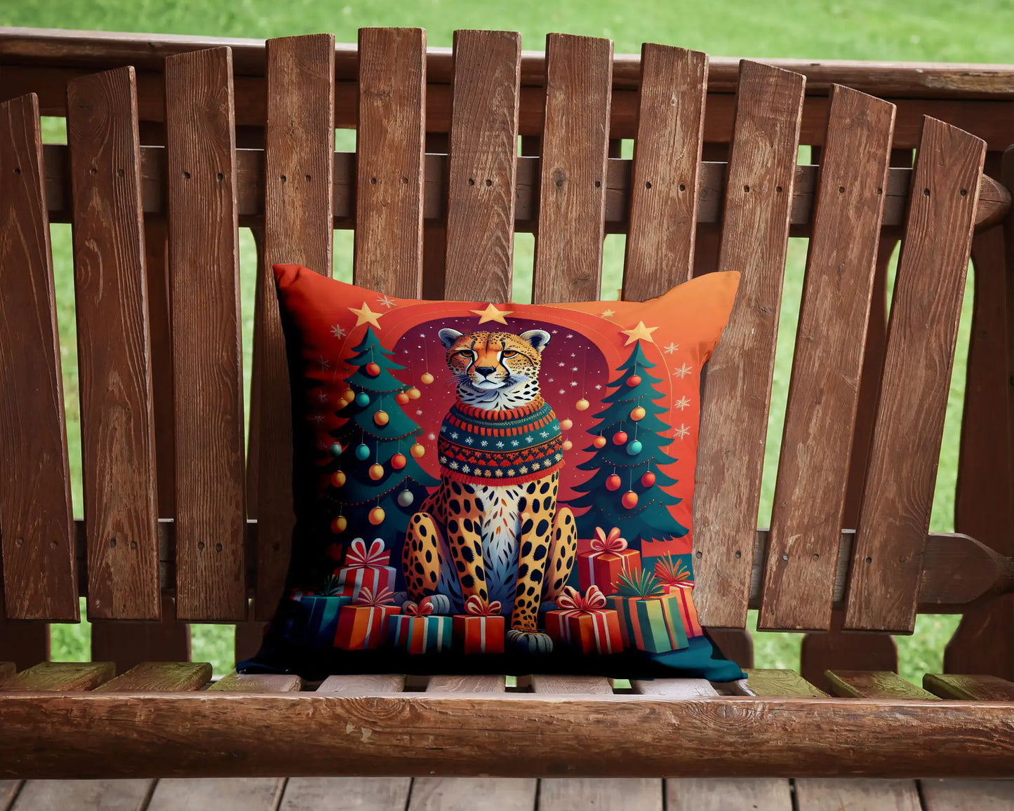 Cheetah Christmas Throw Pillow